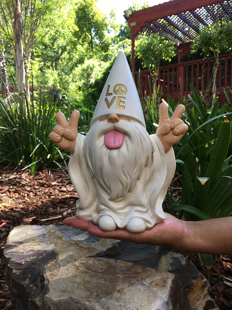 GlitZGlam Rocker Gnome 'George' Peace and Love - Brings Love to All and Your Fairy Garden - 10 Inches Tall - Image 5